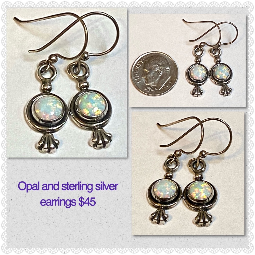 Sterling silver and opal earrings